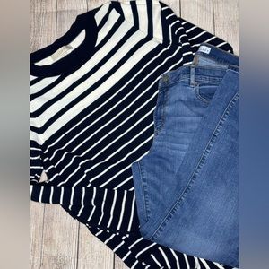 Loft Navy Striped Sweater / Size XL